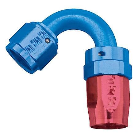 Full Flow Swivel Hose End, Radius - 3/4", Red/Blue, 120°