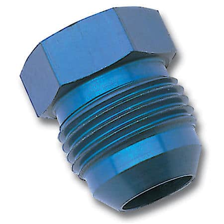 External Hex Head Flare Plug, Aluminum, Blue Anodized, -8 AN