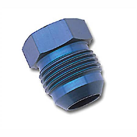 External Hex Head Flare Plug, Aluminum, Blue Anodized, -6 AN