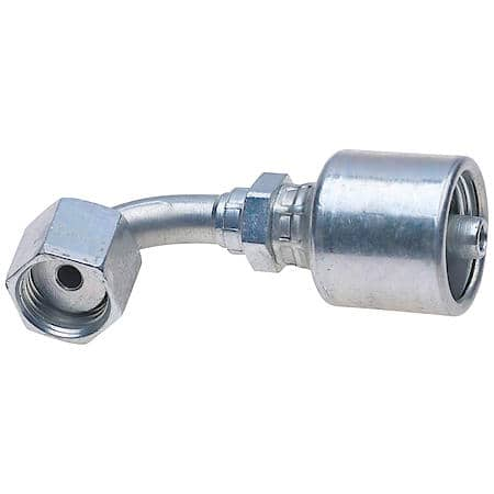 Female Flat-Face O-Ring Swivel - 90 Bent Tube (MegaCrimp)