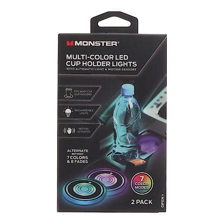 Multi Color LED Car Cup Holder Mat, 2 Pack