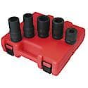 5 Piece 1" Drive 6 Point SAE and Metric Wheel Service Impact Socket Set