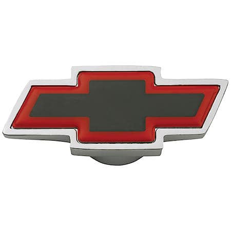 Large Air Cleaner Center Nut with Bowtie Logo, Black with Red/Chrome Outline