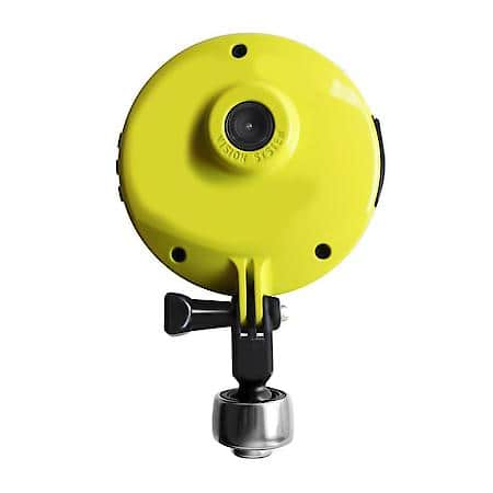 Wi-Fi Bicycle/ Motorcycle Camera with Rear View Mirror : 3 7/8" Round, Yellow, Wi-Fi, Mount Included