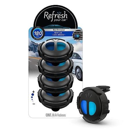 Mini Diffuser Air Freshener: New Car/Cool Breeze Scent, 4 Pack