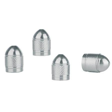 Aluminum Tire Valve Caps, Silver. 4 Pack