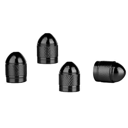 Slime Aluminum Tire Valve Caps, Black, 4 Pack