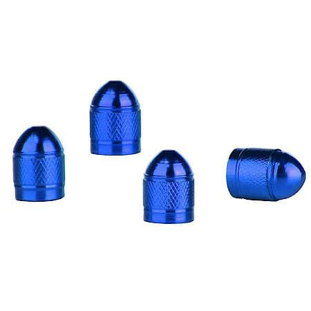 Aluminum Tire Valve Caps, Blue, 4 Pack