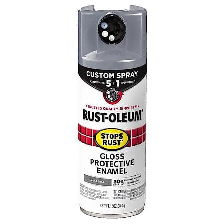 Stop Rust Protective Enamel with Custom Spray 5-in-1 Dial Cap, Gloss Smoke Gray, 12 oz.