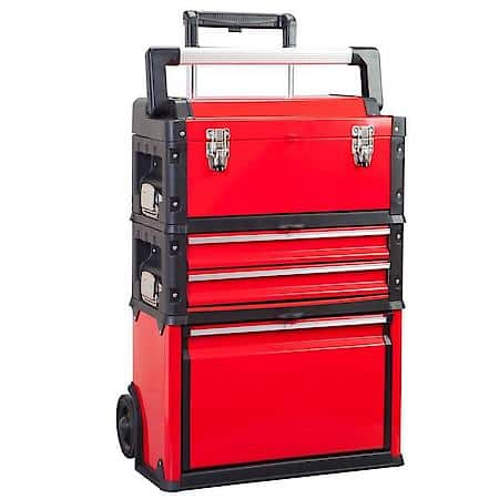 Portable Steel and Plastic Stackable Rolling Upright Trolley Tool Box