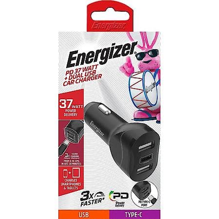 USB-C & USB-A Car Charger: 37W Power Delivery, Dual USB-A & Type C Charging Port