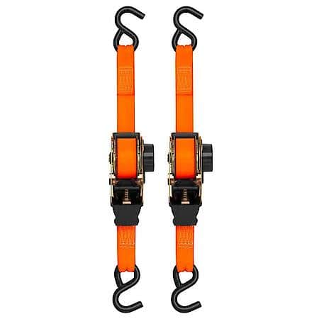 1-1/2" x 10' Orange Retractable Heavy Duty Ratchet Tie Down Straps, 1,000 lb. Safe Work Load, 2 Pack