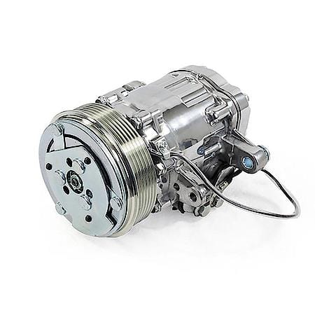 Chrome Sanden SD-7 Style A/C Compressor with Silver Serpentine Clutch