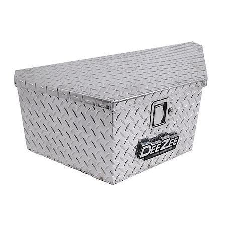 Truck Tool Box: Triangle Trailer, Single Lid, Diamond Tread, Silver, Aluminum, 2.65CuFt Capacity