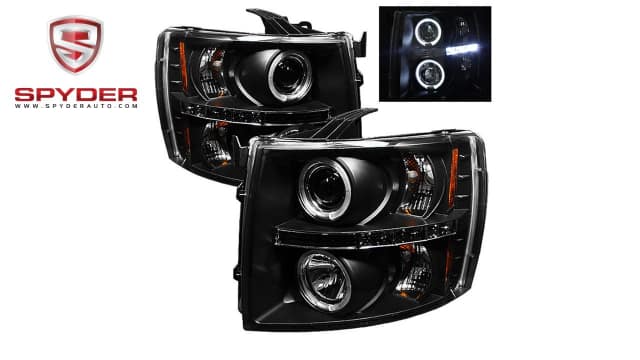 Spyder - Chevy Silverado 1500/2500/3500 07-13 Projector Headlights - LED Halo - Black 