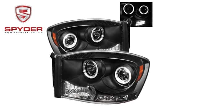 Spyder - Dodge Ram 1500 06-08 / Ram 2500/3500 06-09 Projector Headlights - LED Halo - Black 