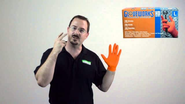 Nitrile Gloves- AMMEX Gloveworks Heavy Duty Orange Nitrile Gloves 